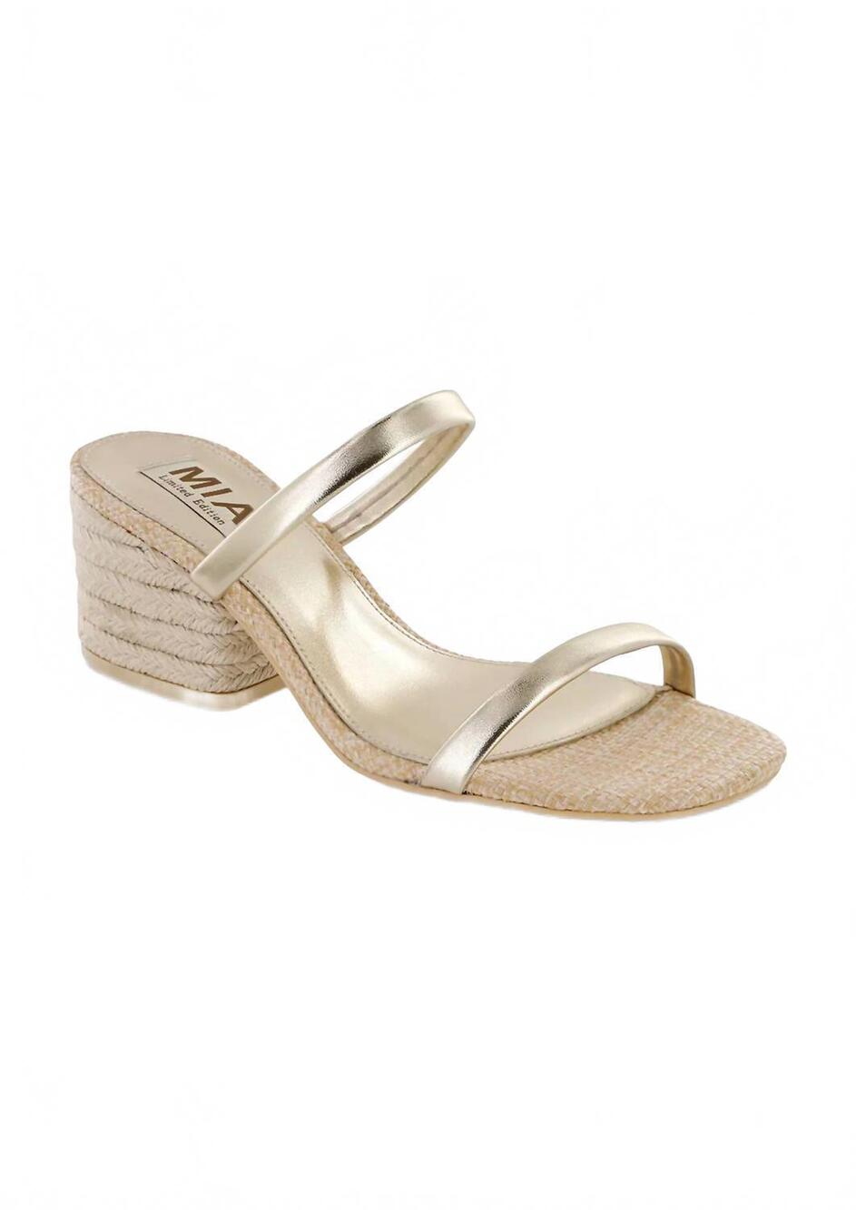NEW MIA SHOES women's isabeli espadrille slide heel sandal in gold